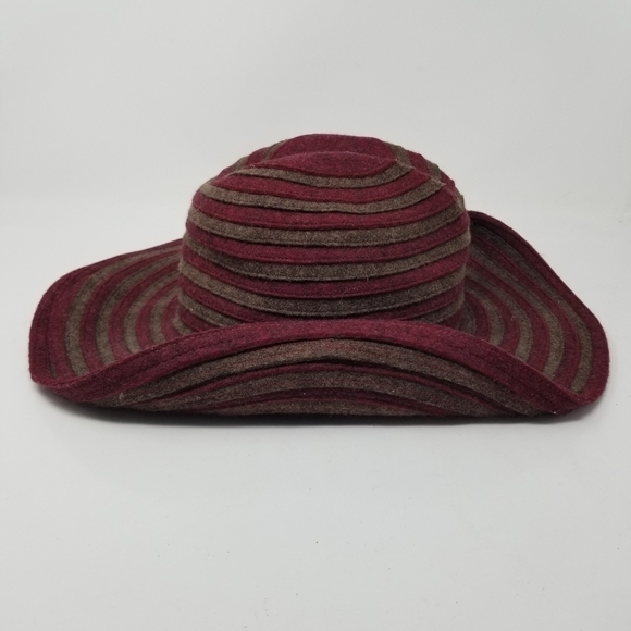 San Francisco Hat Felted 100% Wool Wide Rolled Brim Texture Stripes USA One Size - Picture 4 of 13